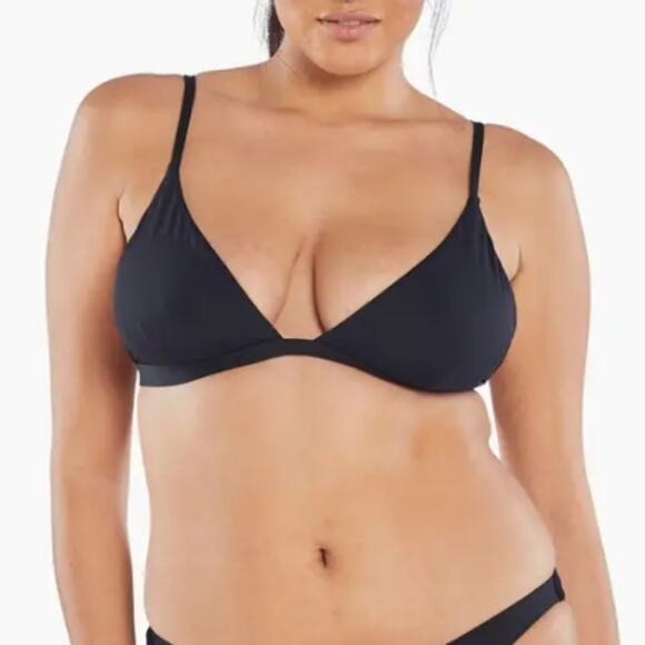 NEW Vitamin A Black Moss Triangle Bralette Bikini Swim Top - Picture 1 of 9